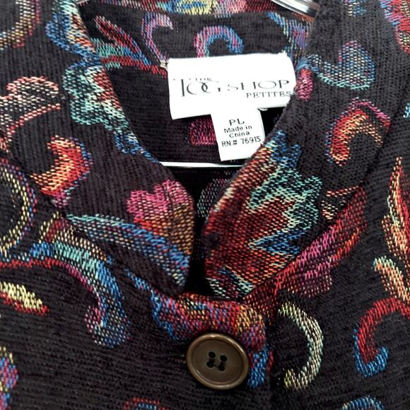 TOG Shop Blazer Petite Large Jacquard Floral Tapestry Jacket Black Colorful - Picture 9 of 12
